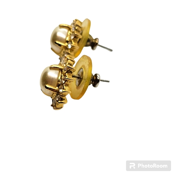 Faux Pearl Crystal Stud Earrings Elegant - Picture 4 of 5